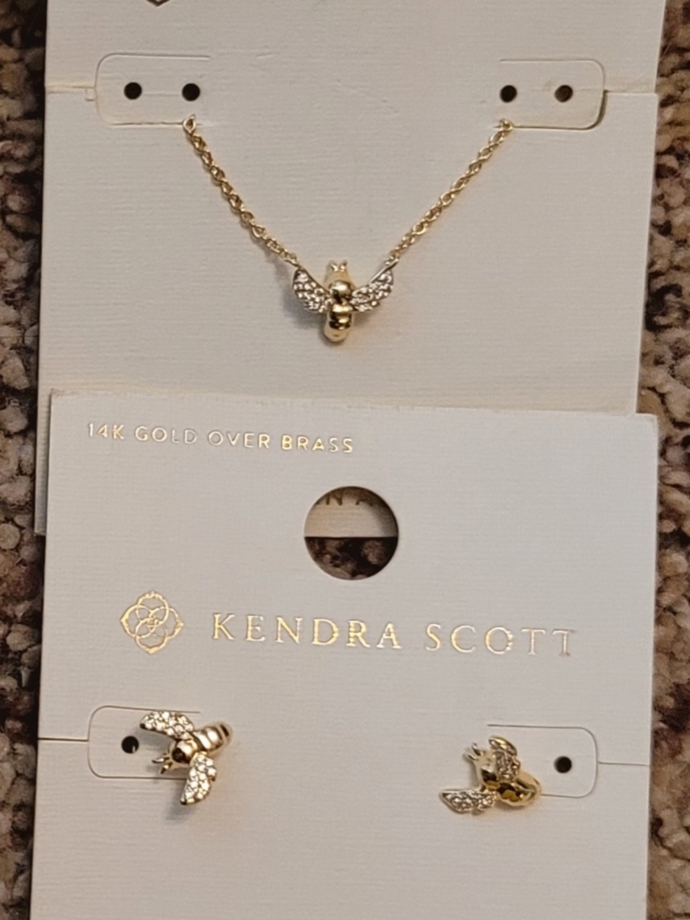 Kendra Scott Gold Bee Necklace and Bee Stud Earrings Set